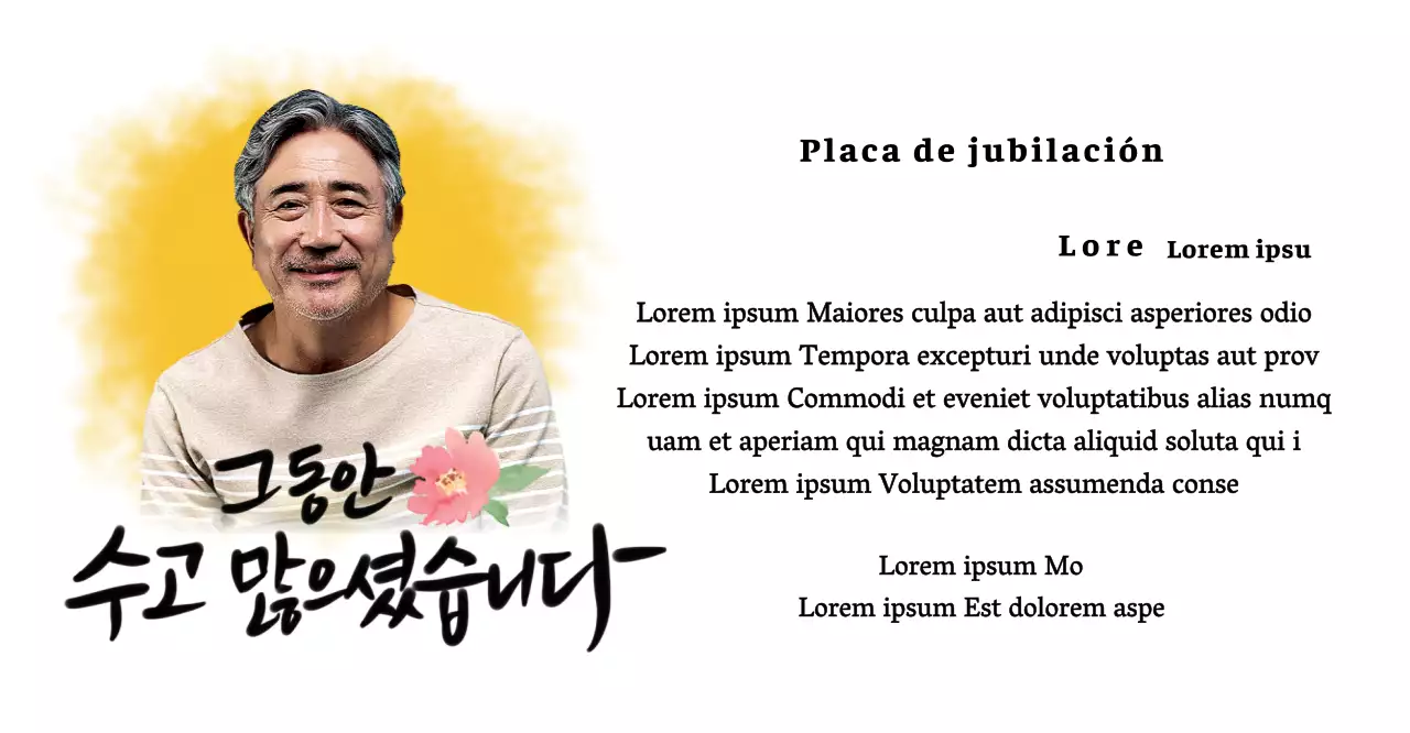 Diseño de jubilación con ilustración floral y texto caligráfico sentimental