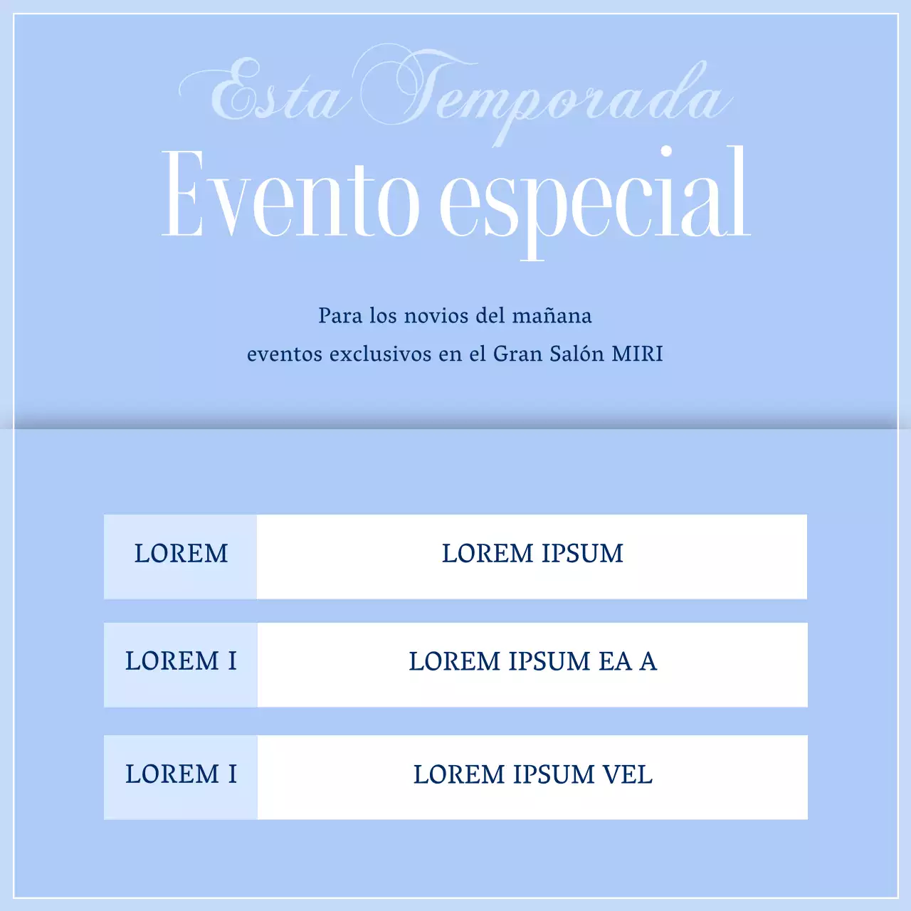 Promover un lugar de celebración de bodas de lujo en azul cielo