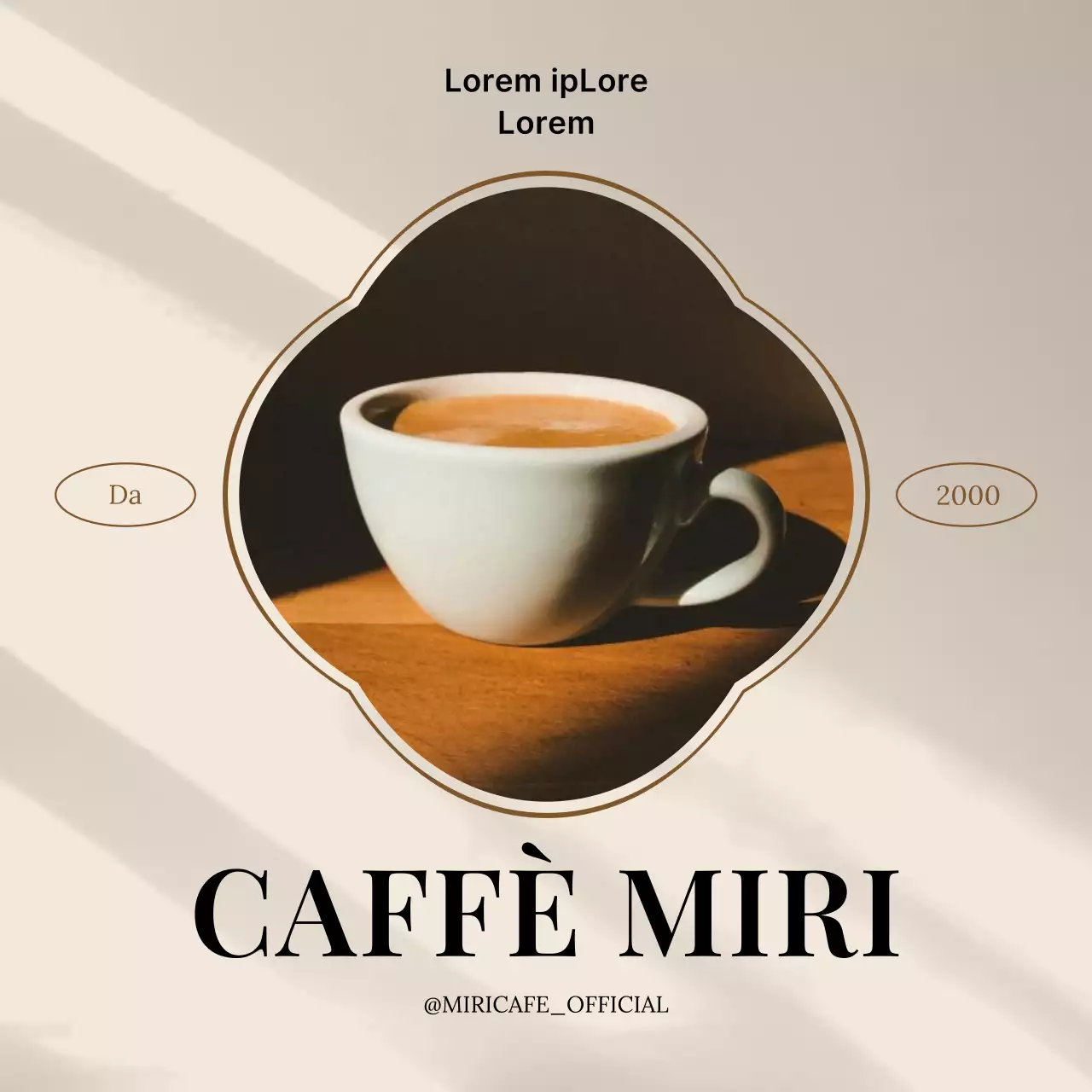 Un semplice prospetto di un caffè in beige e marrone