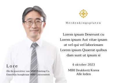 Gedenkplaat met luxe illustraties en foto's