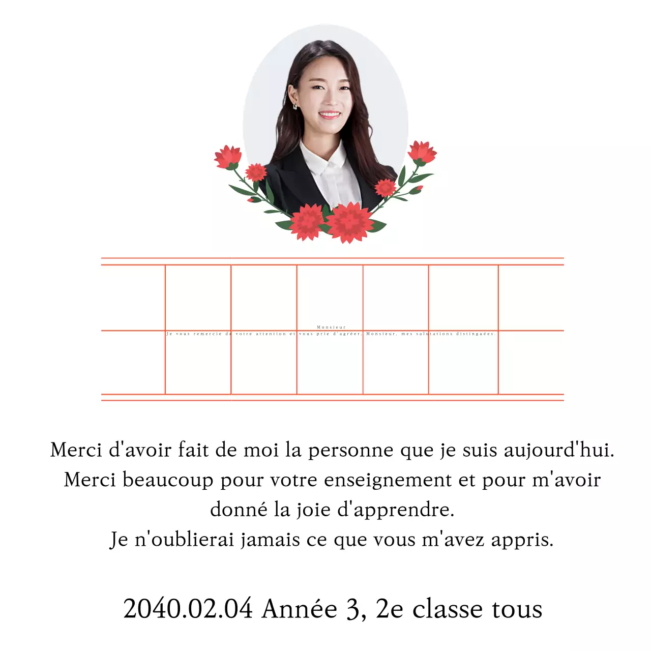 Une approche sentimentale de la Journée des enseignants avec du papier manuscrit et des œillets.