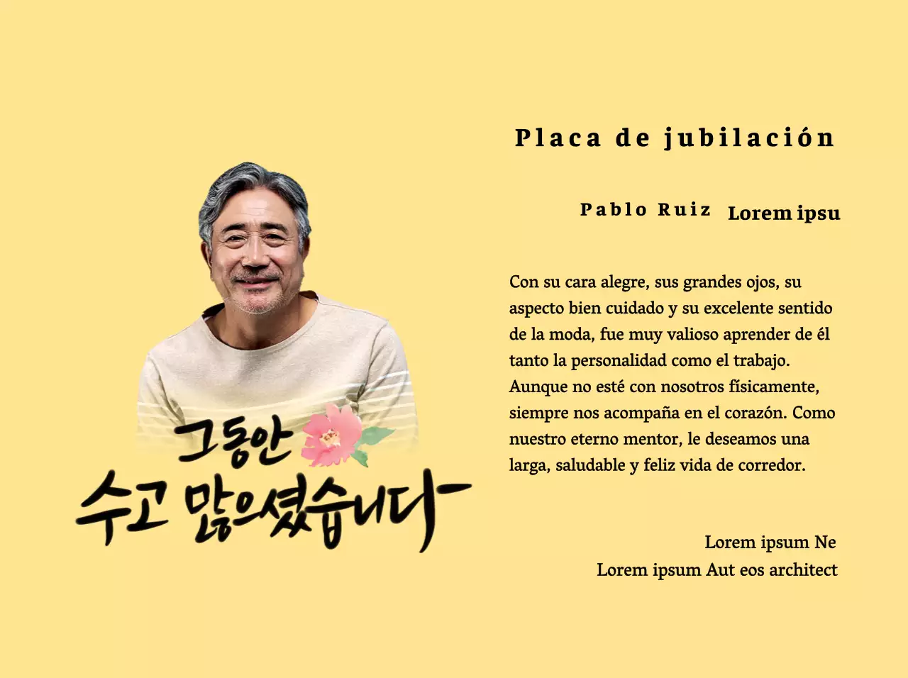 Diseño de jubilación con ilustración floral y texto caligráfico sentimental