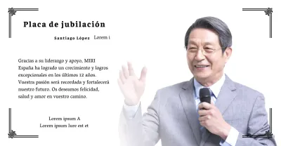 Diseñe una celebración de jubilación con bordes decorativos y fotos para dar una sensación de organización