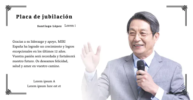 Diseñe una celebración de jubilación con bordes decorativos y fotos para dar una sensación de organización