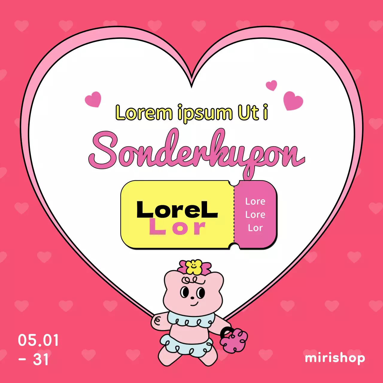 Werben Sie für eine kitschige Veranstaltung zum Kindertag in Pink und Gelb