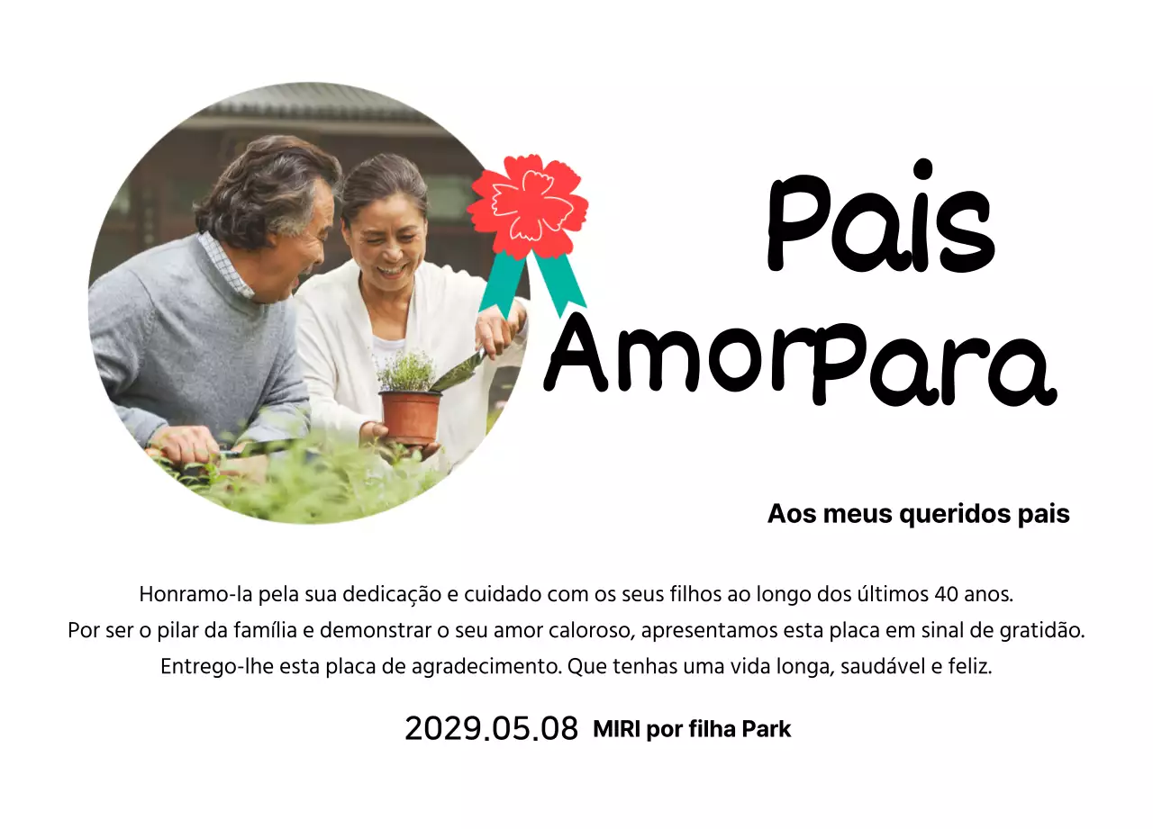 Uma bonita placa para o Dia da Mãe com uma ilustração de um cravo e caligrafia com a sua fotografia