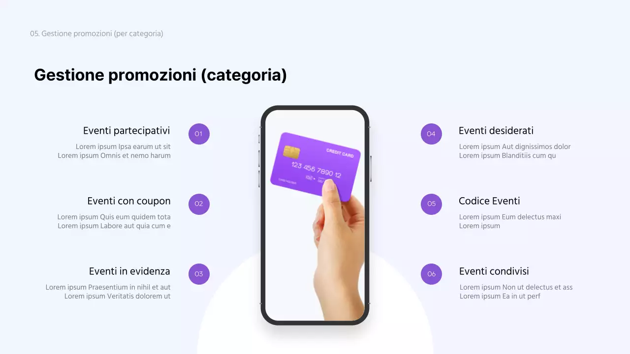 Un semplice brief promozionale con carta fedeltà viola