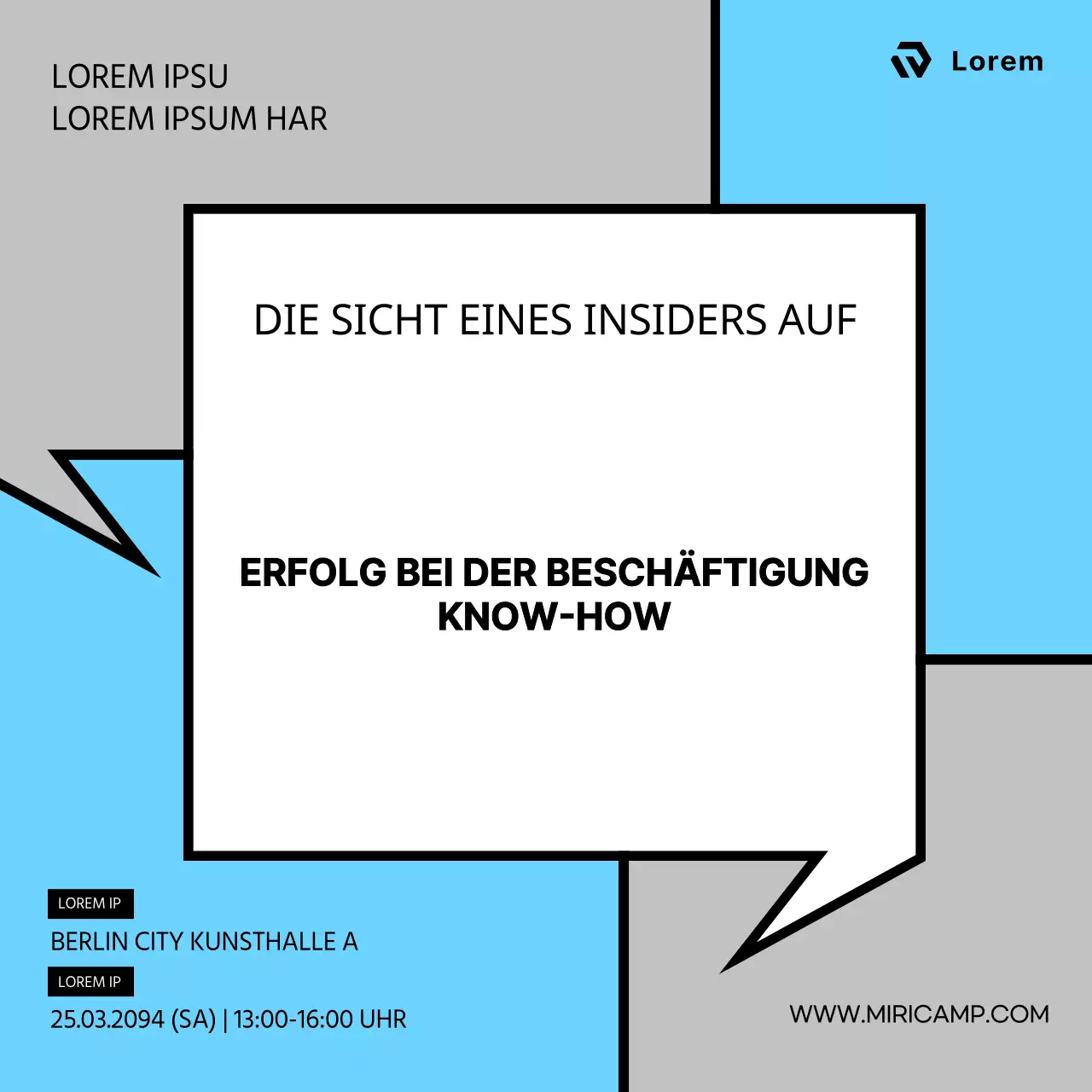 Ein einfaches elfenbeinfarbenes und hellblaues Farbschema, um für die berufsbegleitende Seniorenvorlesung zu werben