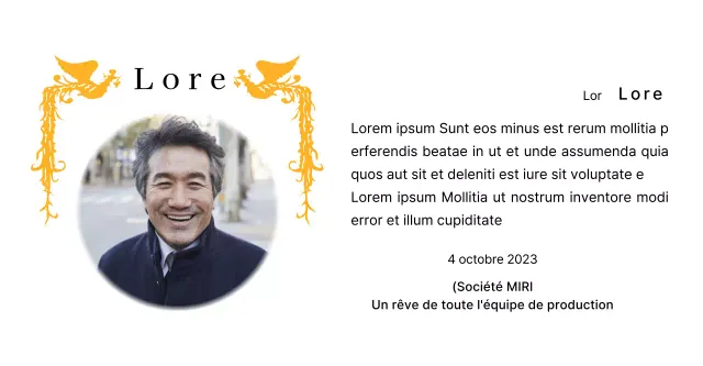 Une conception de retraite avec une illustration de phénix coloré et une photographie circulaire.