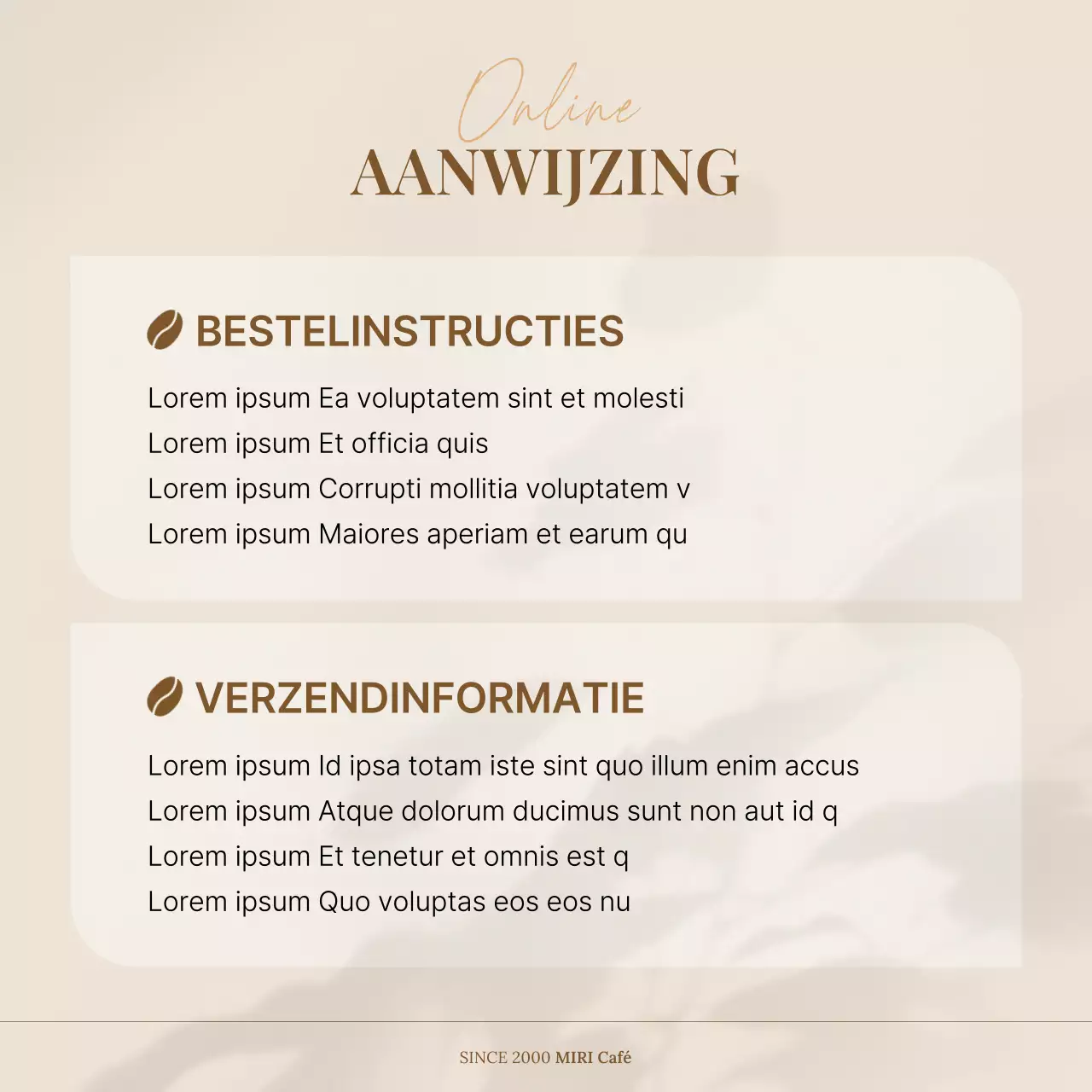 Een eenvoudige café-prospectus in beige en bruin