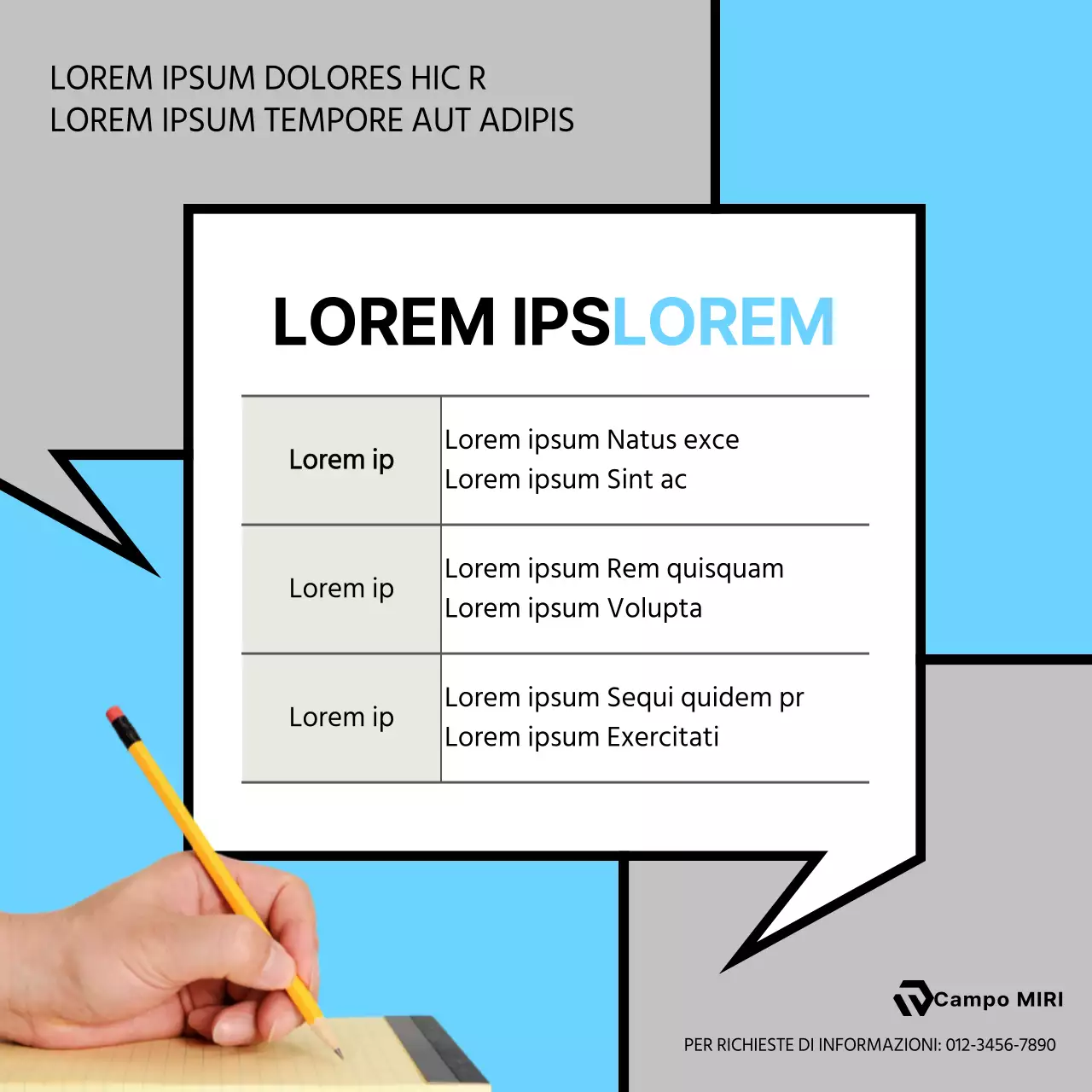 Uno schema di colori semplice, avorio e azzurro, per promuovere la lezione per anziani in servizio.