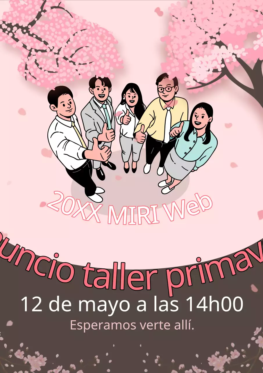Anunciamos nuestro taller para empleados de color rosa y marrón