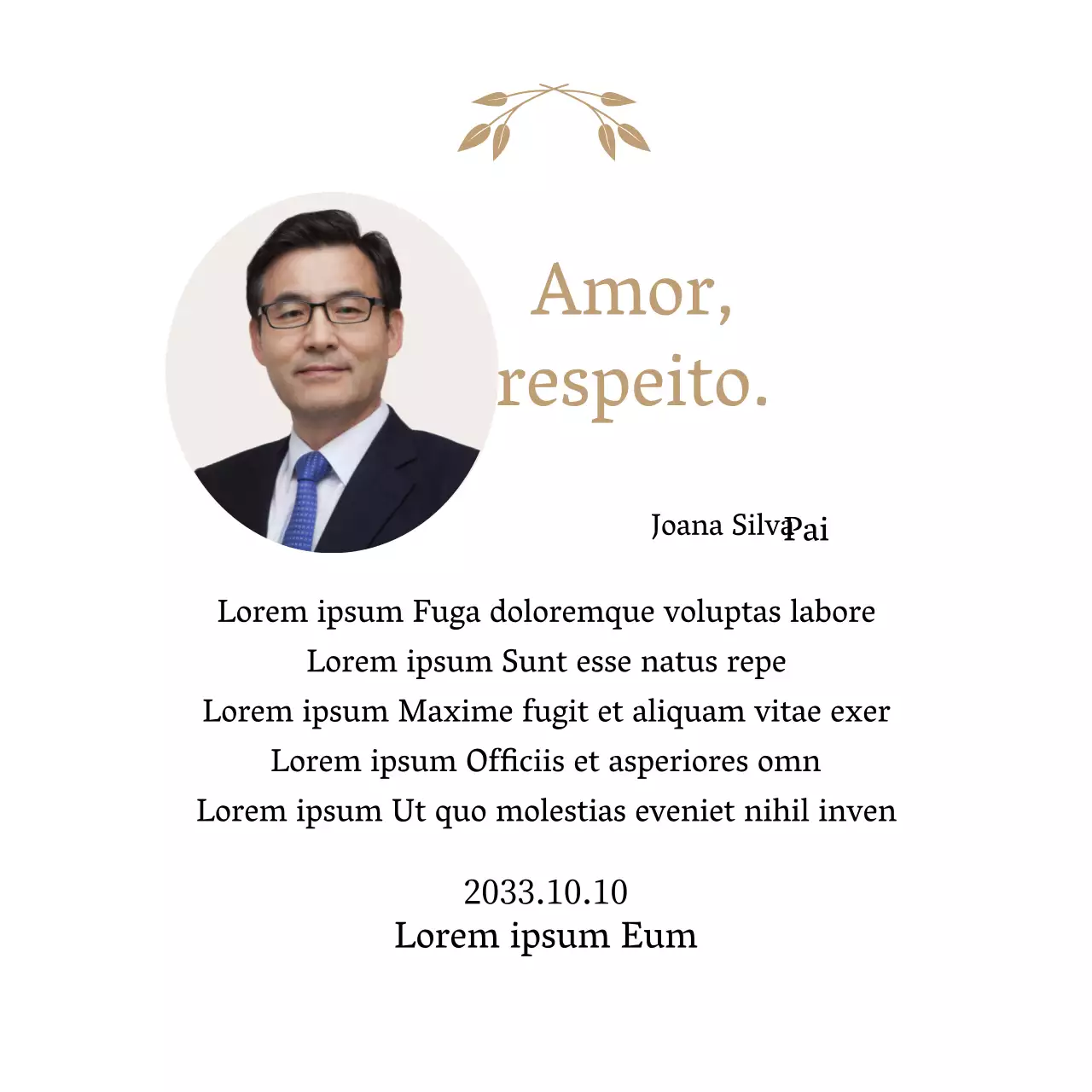Uma nota de agradecimento estática e elegante para o Dia da Mãe com pétalas douradas e uma fotografia