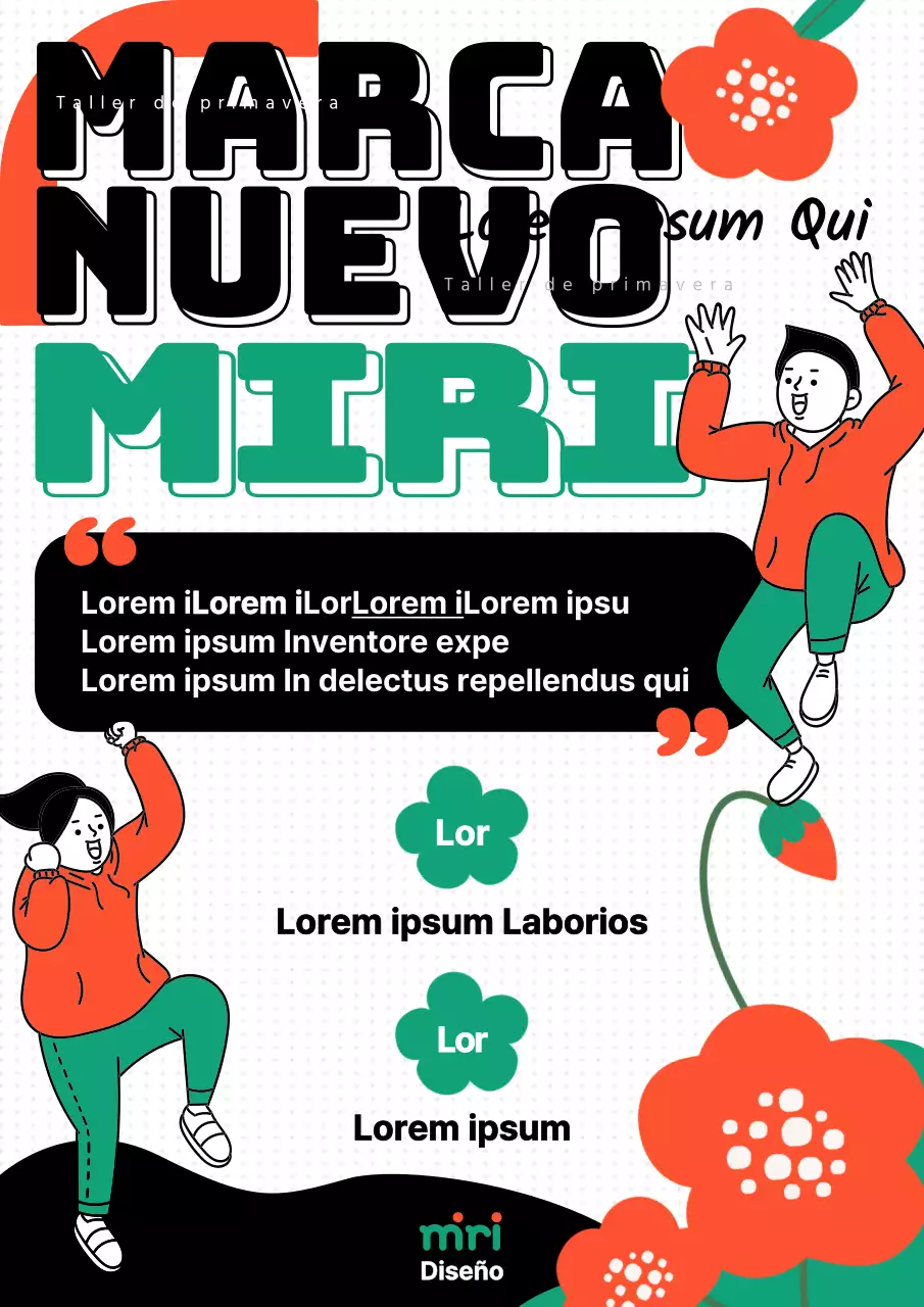 Anuncios de talleres kitsch en verde y naranja