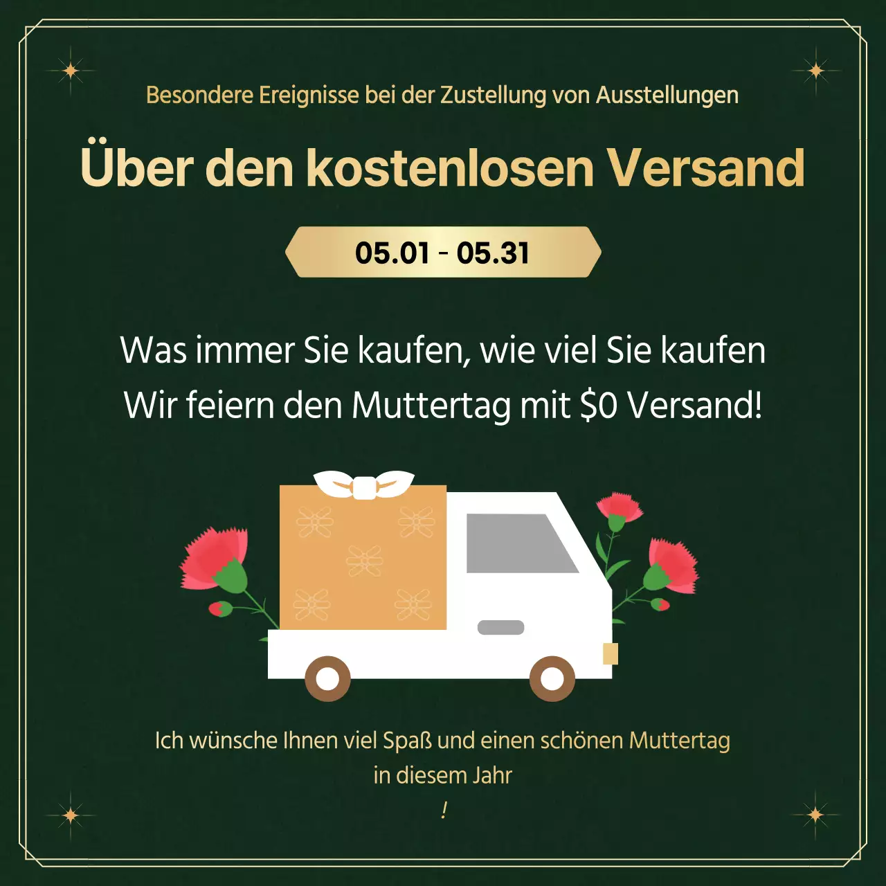 Empfehlen und bewerben Sie luxuriöse Muttertagsgeschenke in Grün und Gold