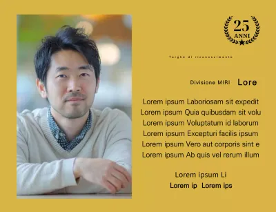 Un disegno di ringraziamento con una foto quadrata, un nastro d'oro e un pennarello per il 25° anniversario.