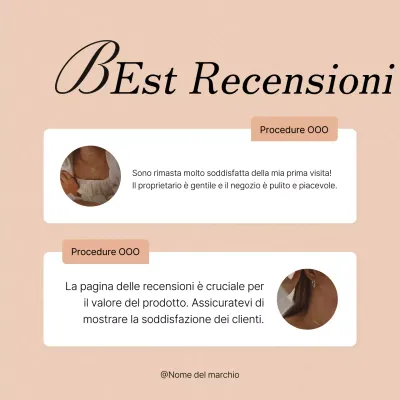 Promuovere recensioni di social media marketing in rosa e avorio