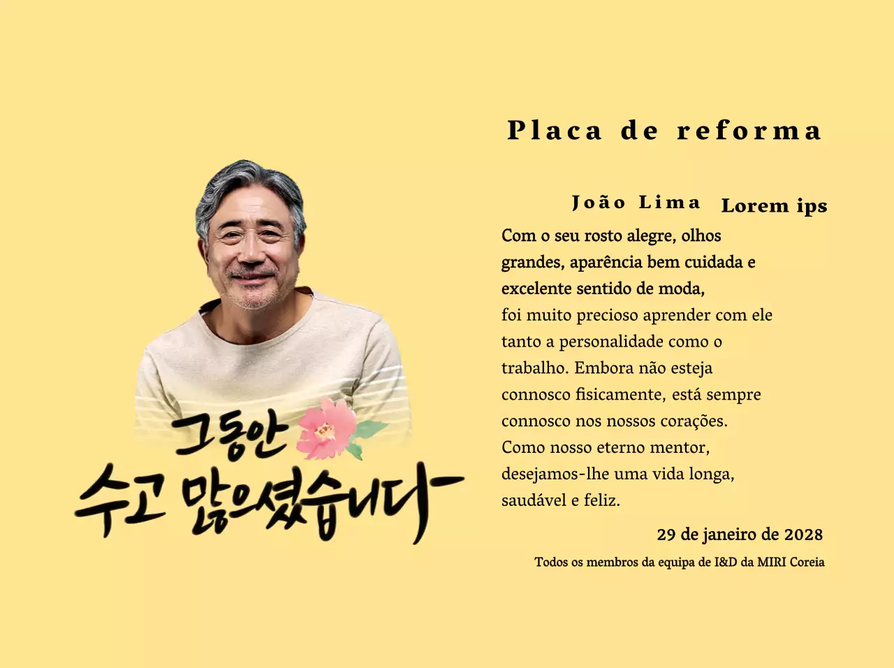 Desenho de reforma com ilustração floral e palavras caligráficas sentimentais