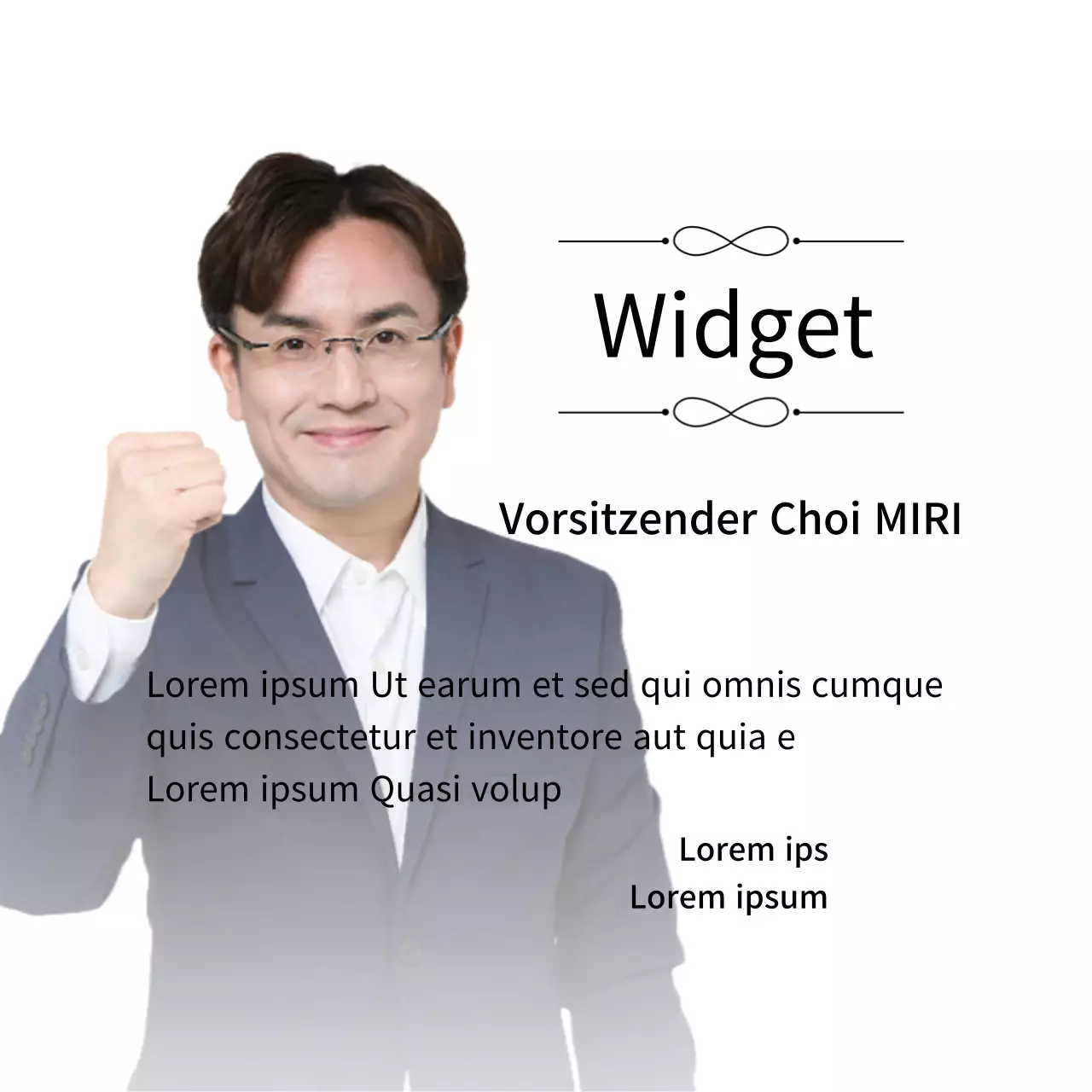 Eine edel anmutende Auftragstafel mit Verzierungen und einem Foto mit Farbverlaufshintergrund