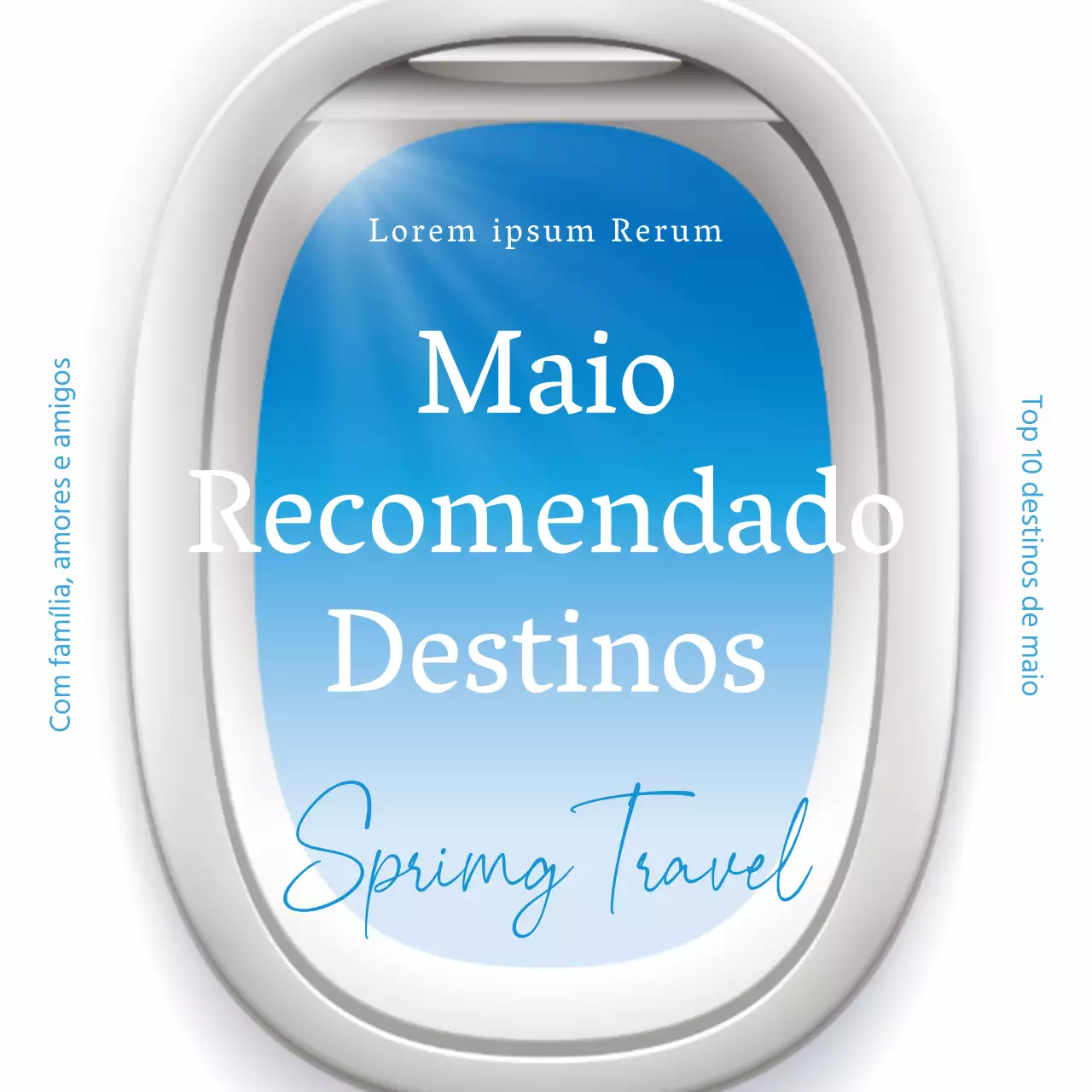 Promover destinos em destaque a branco e azul claro