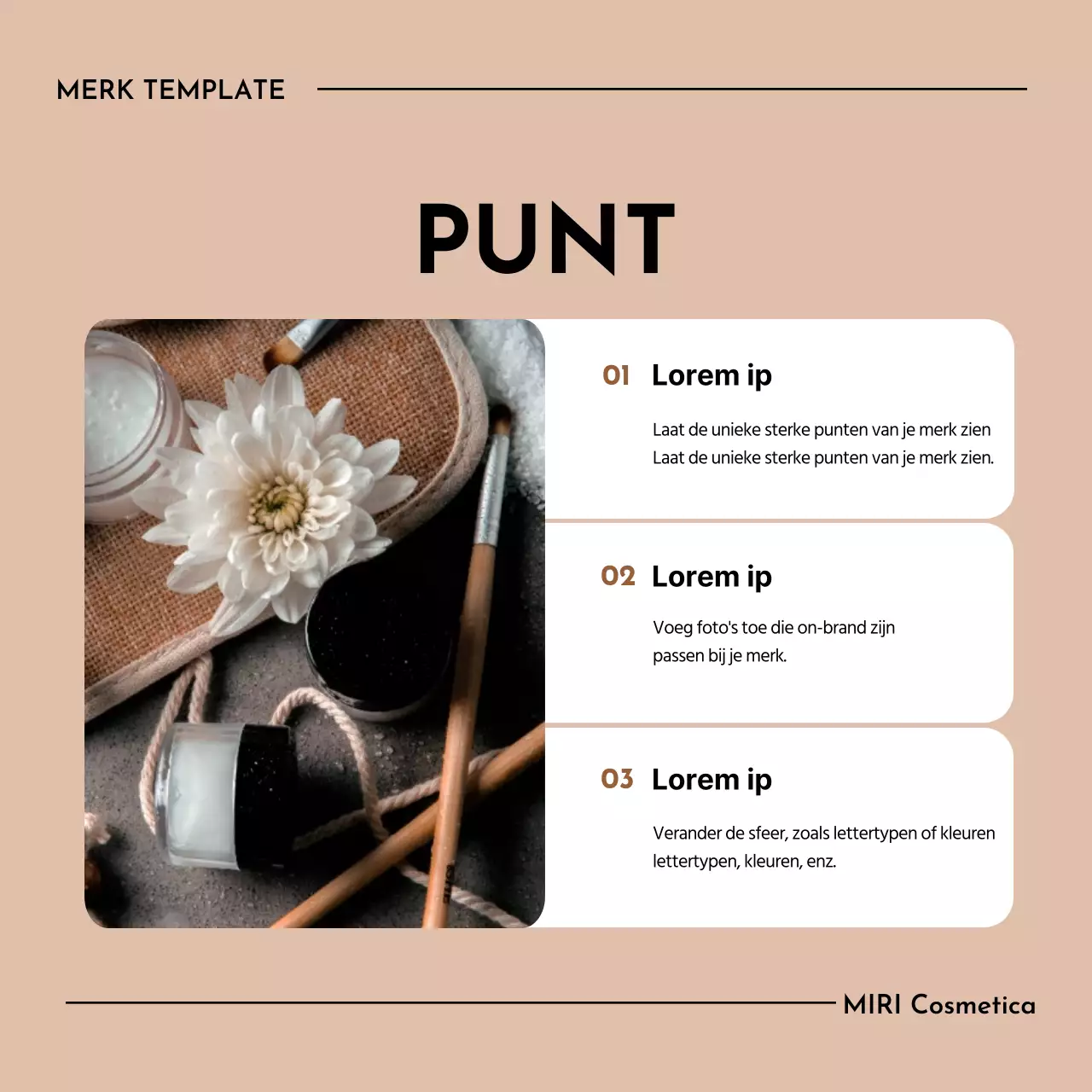 Een schoon, beige cosmeticamerk