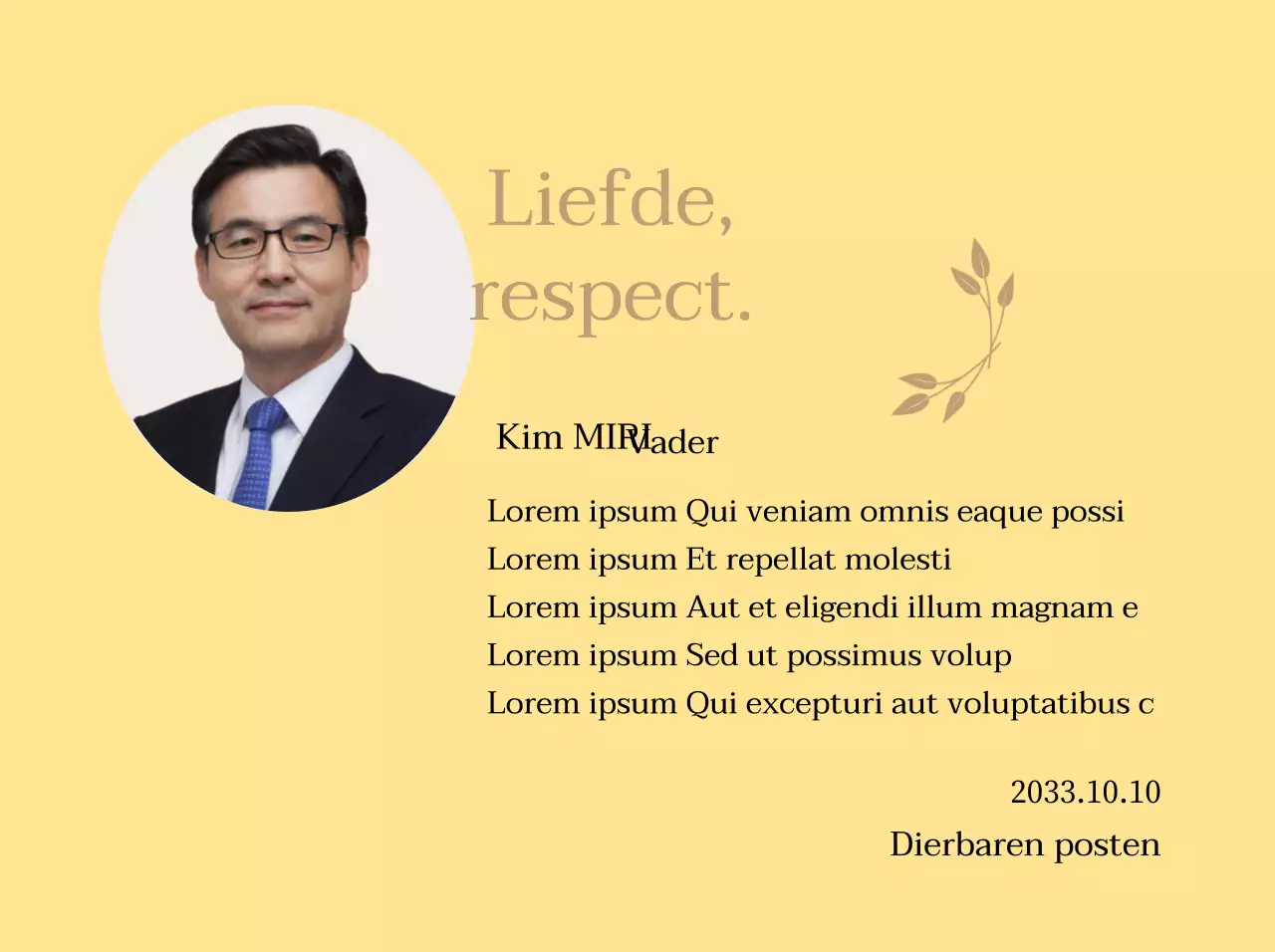 Een statisch, stijlvol Moederdag bedankje met gouden bloemblaadjes en een foto