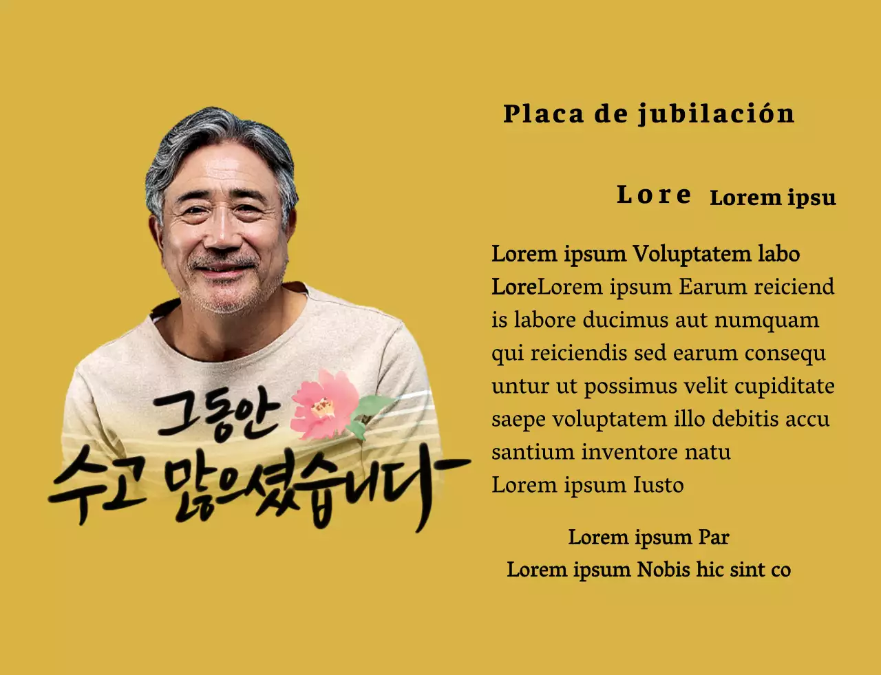 Diseño de jubilación con ilustración floral y texto caligráfico sentimental