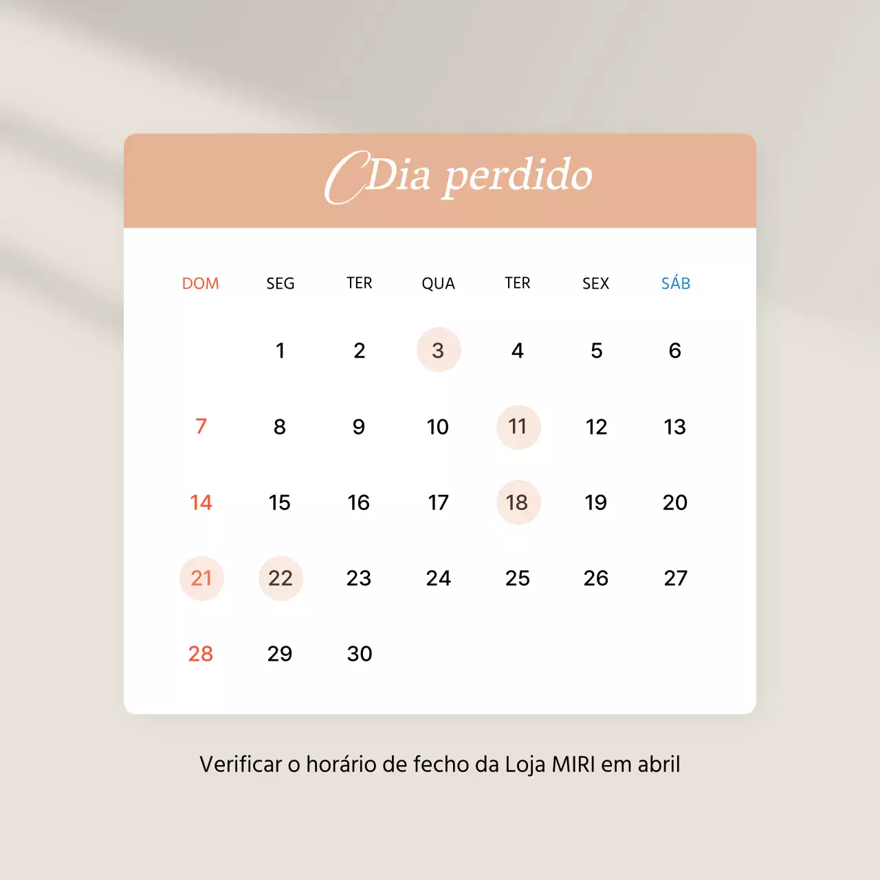 Anúncio de um calendário de alimentação de marketing nas redes sociais na moda, em rosa e marfim
