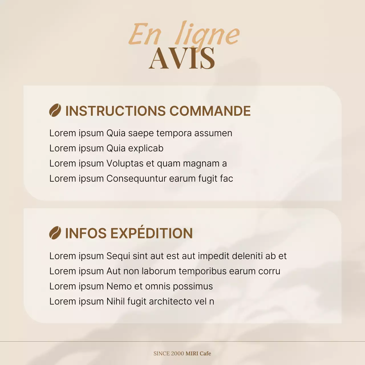 Un simple prospectus de café en beige et marron