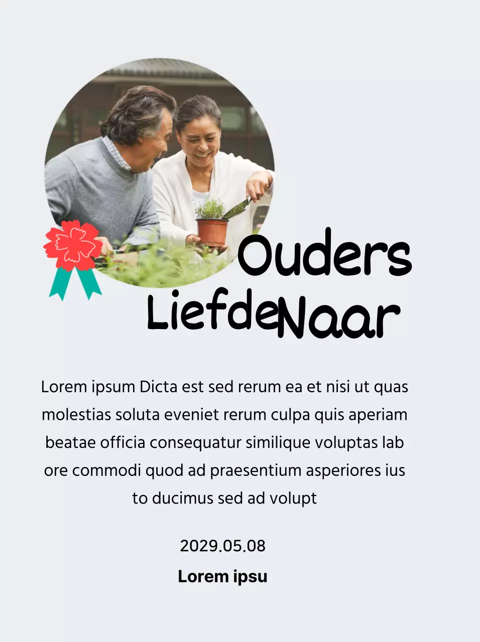 Een schattig Moederdagbord met een anjerillustratie en kalligrafie met jouw foto