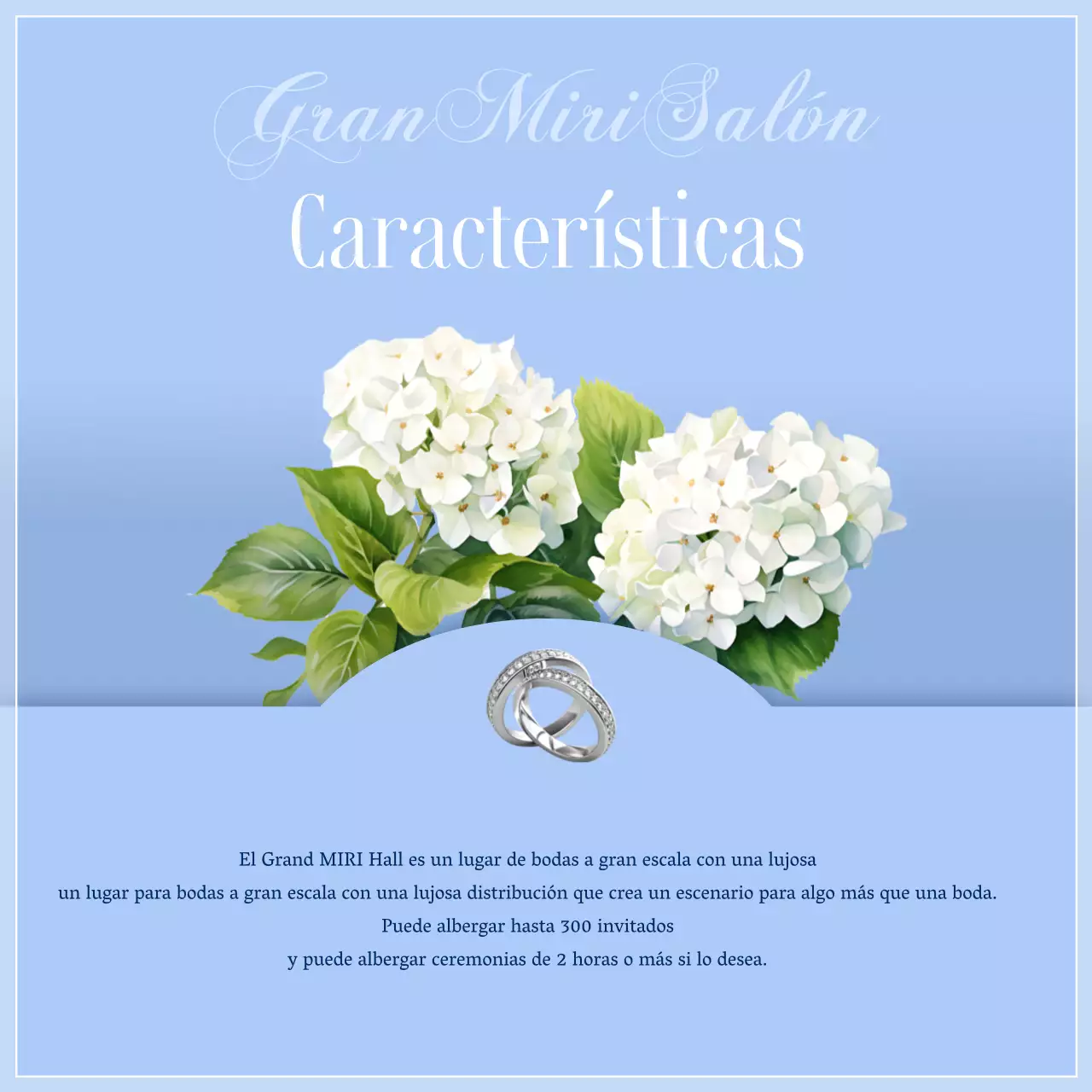 Promover un lugar de celebración de bodas de lujo en azul cielo