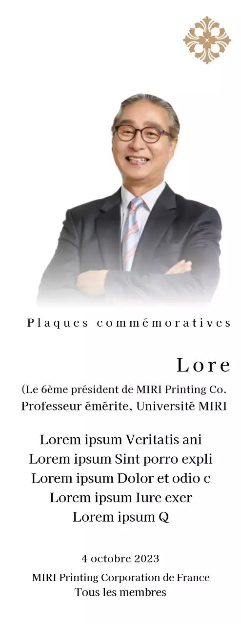 Plaque commémorative avec illustrations et photos de luxe