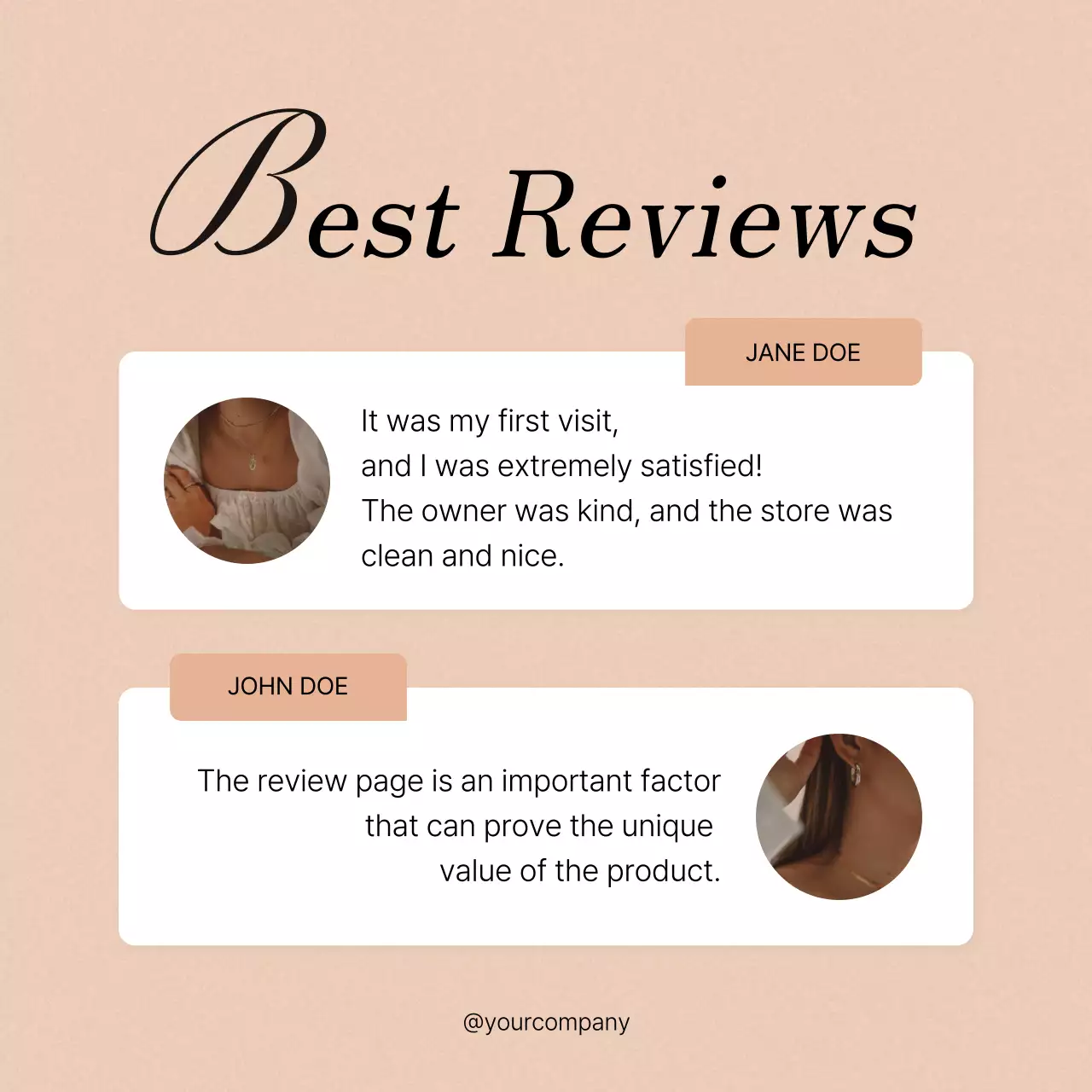 Beige Elegant Reviews Announcement Social Media Post