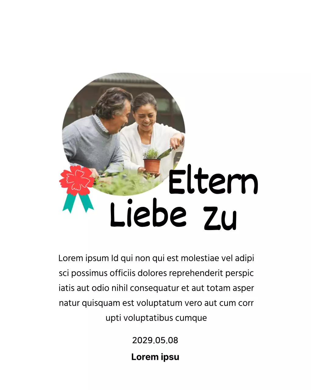 Eine hübsche Muttertagstafel mit einer Nelkenillustration und Kalligraphie mit Ihrem Foto