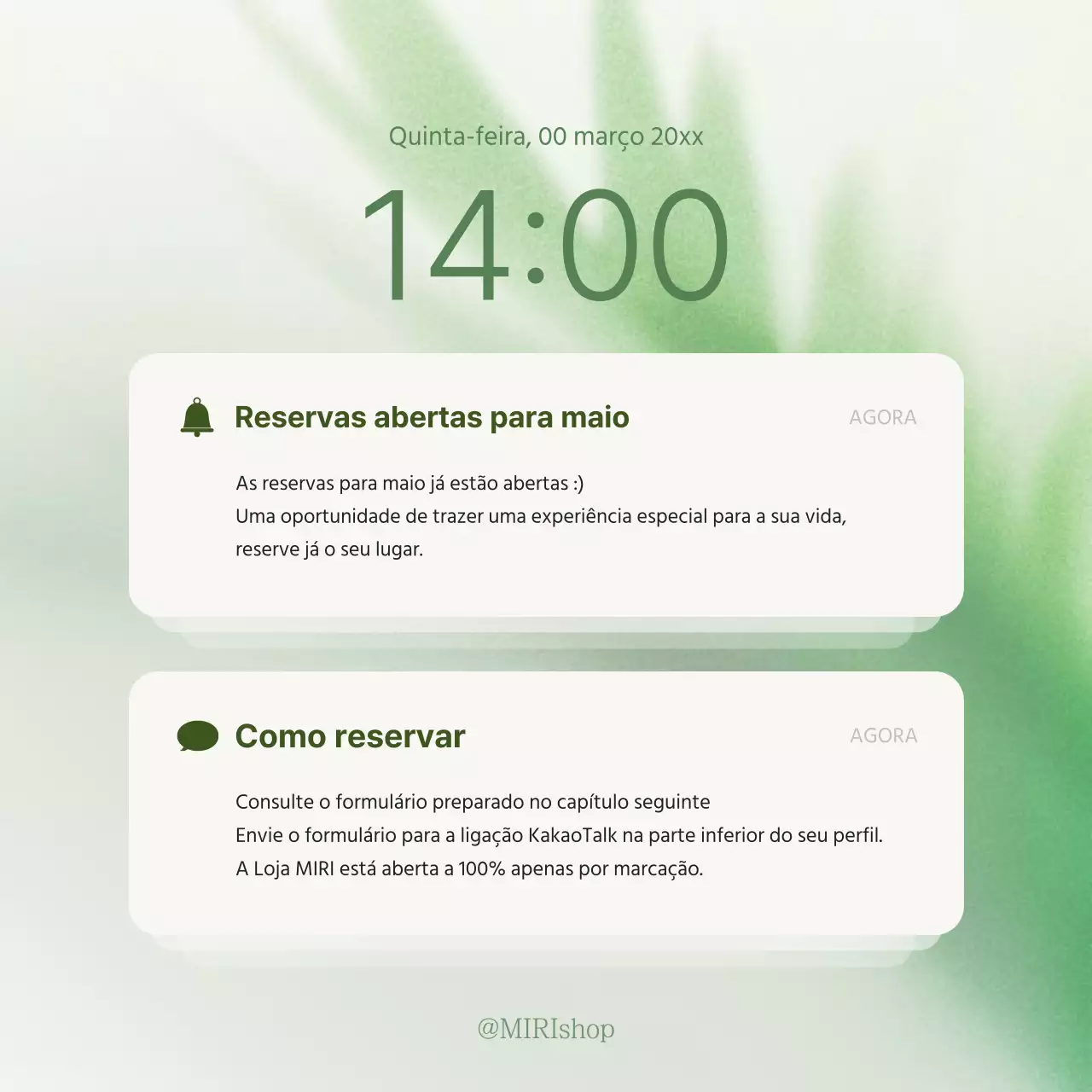Marketing moderno nas redes sociais em verde para promover informações sobre reservas
