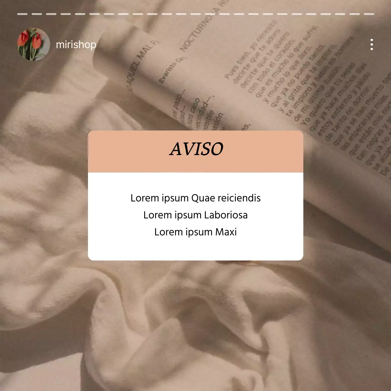 Anúncio de um feed de marketing de redes sociais na moda em rosa e marfim