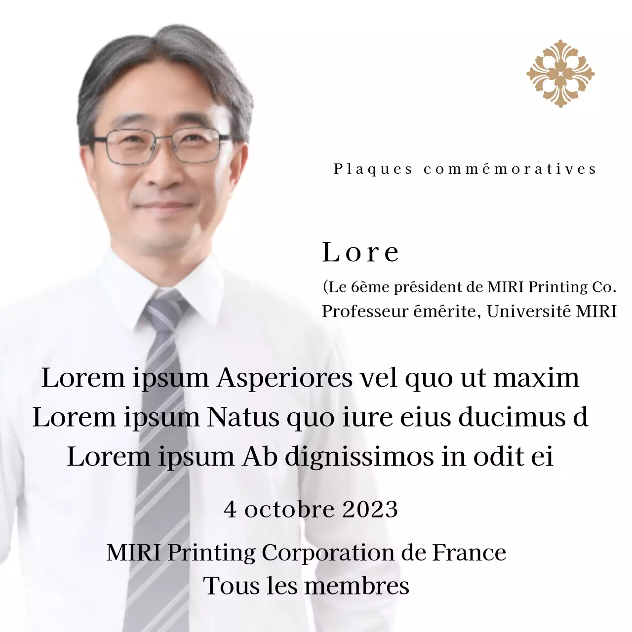 Plaque commémorative avec illustrations et photos de luxe