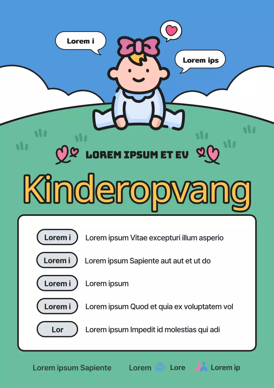 Blauw en groene babysitdienst advertentie