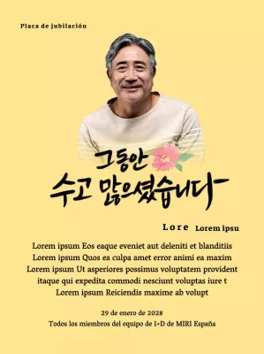 Diseño de jubilación con ilustración floral y texto caligráfico sentimental