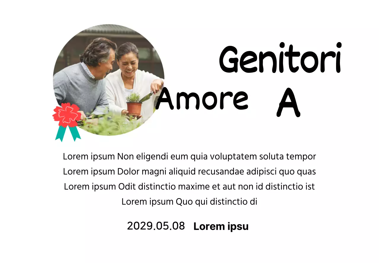 Una simpatica targa per la festa della mamma con un'illustrazione di garofani e una calligrafia con la vostra foto