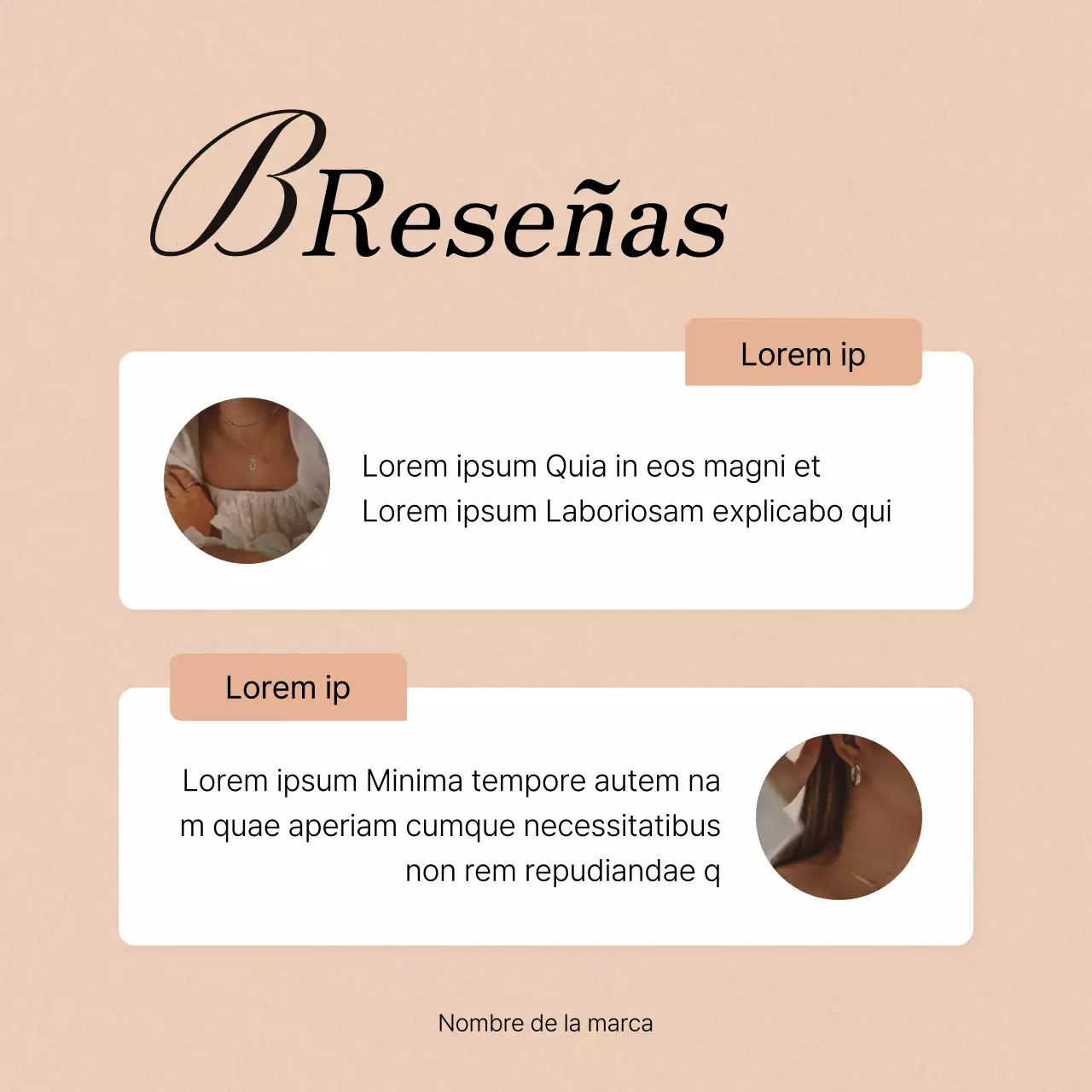 Promover reseñas y preguntas y respuestas de marketing en redes sociales en rosa y marfil