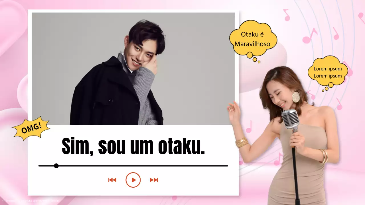 Apresentação de doujinshi de celebridades otaku, cor-de-rosa e vermelho, doentio