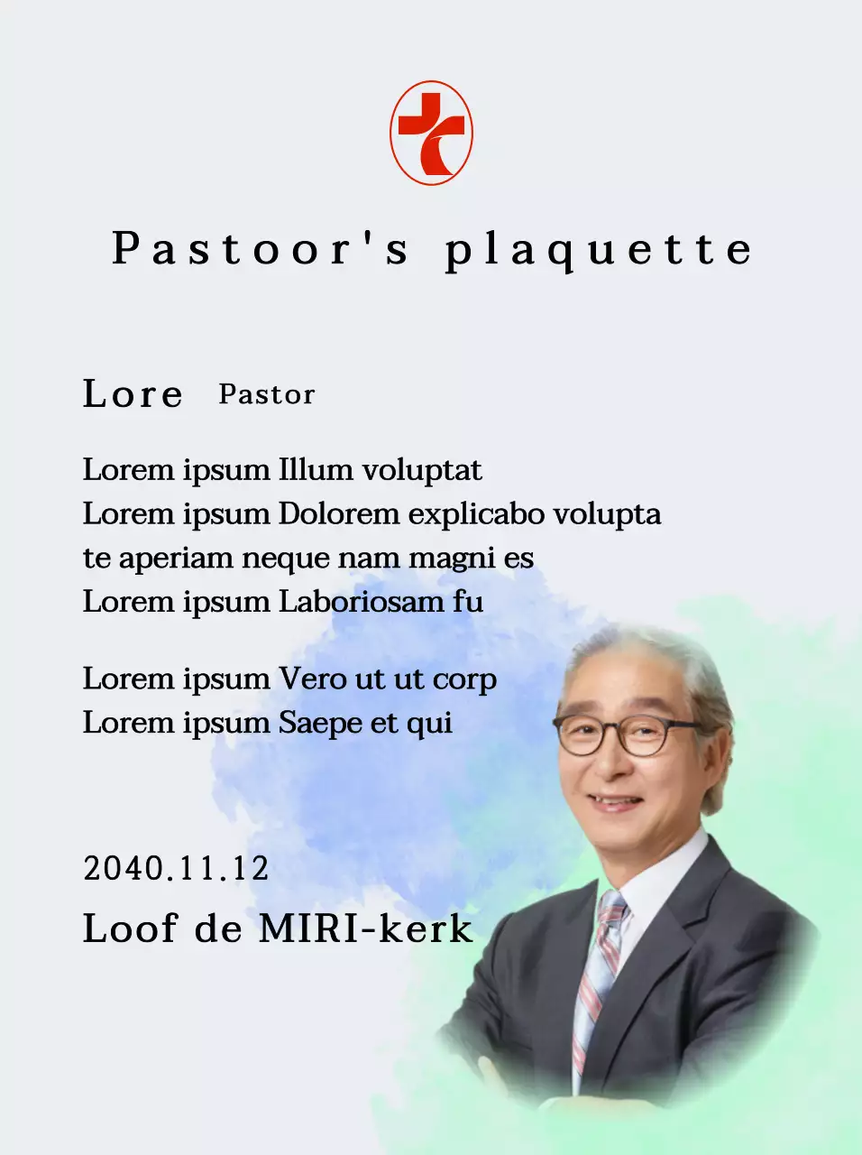 Zachte kerkwijding plaquette met gradiënt aquarel achtergrond en foto