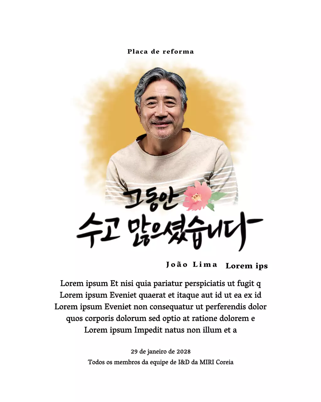 Desenho de reforma com ilustração floral e palavras caligráficas sentimentais