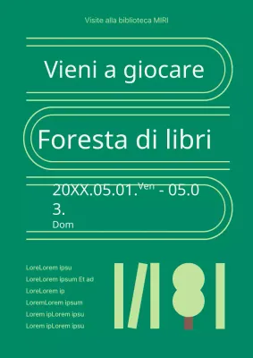 Una biblioteca semplice nei colori verde e chartreuse Annuncio di richiesta di visita della biblioteca