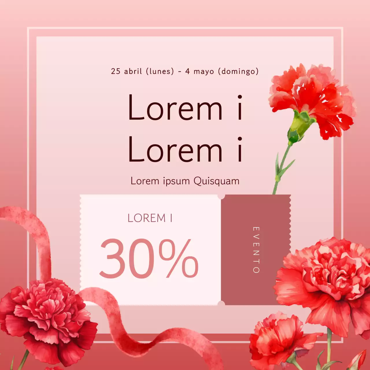 Un moderno anuncio del Día de la Madre en rojo y naranja