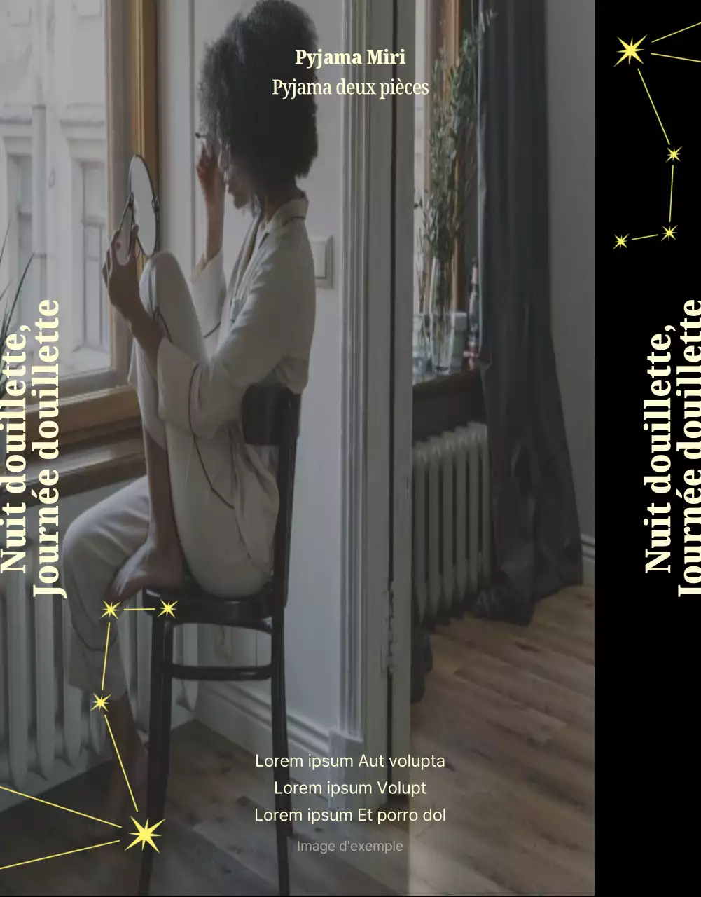 Un nouveau pyjama minimaliste en jaune et bleu clair.