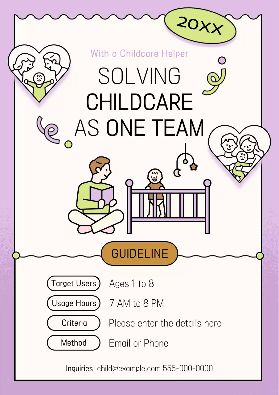 Purple Simple Childcare Guideline Poster