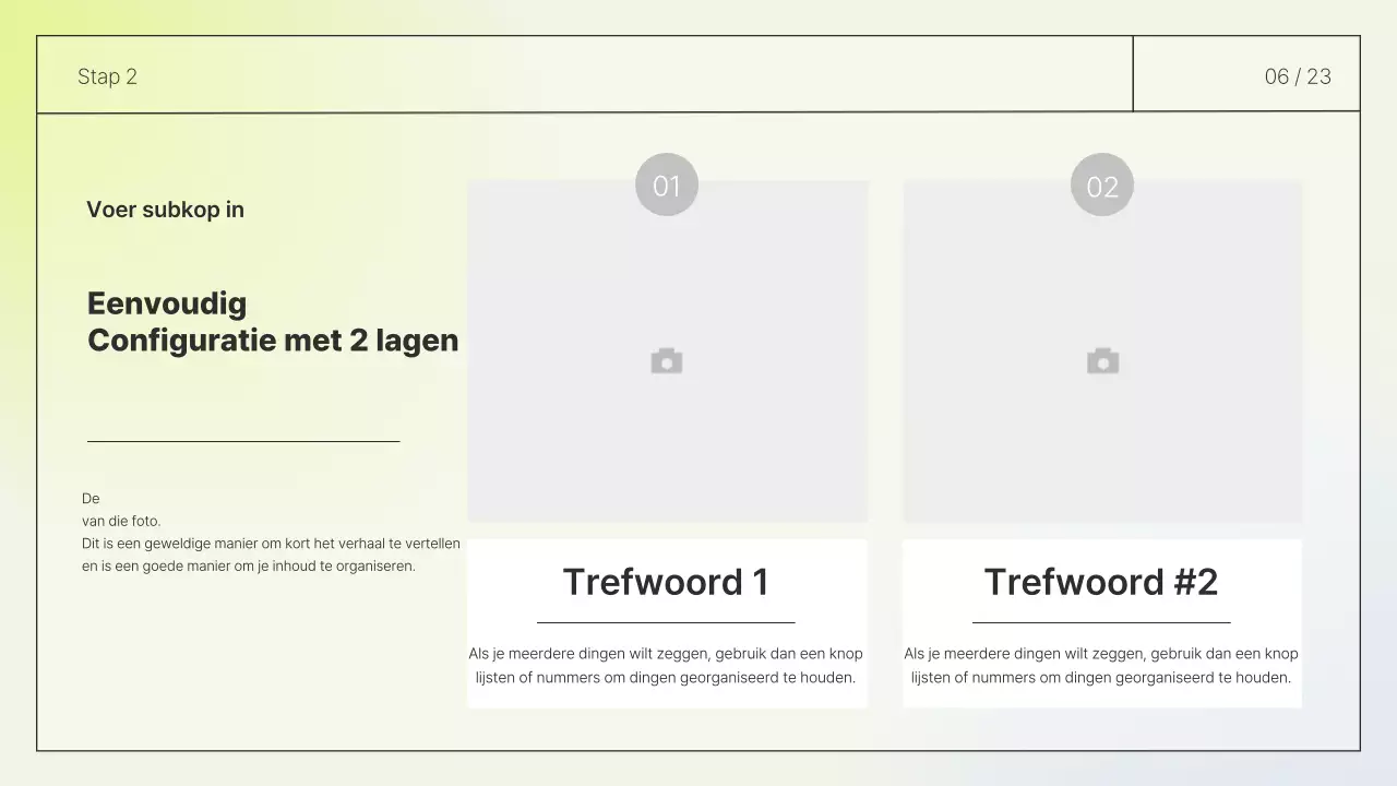 Eenvoudig lay-out rapport in wit en chartreuse