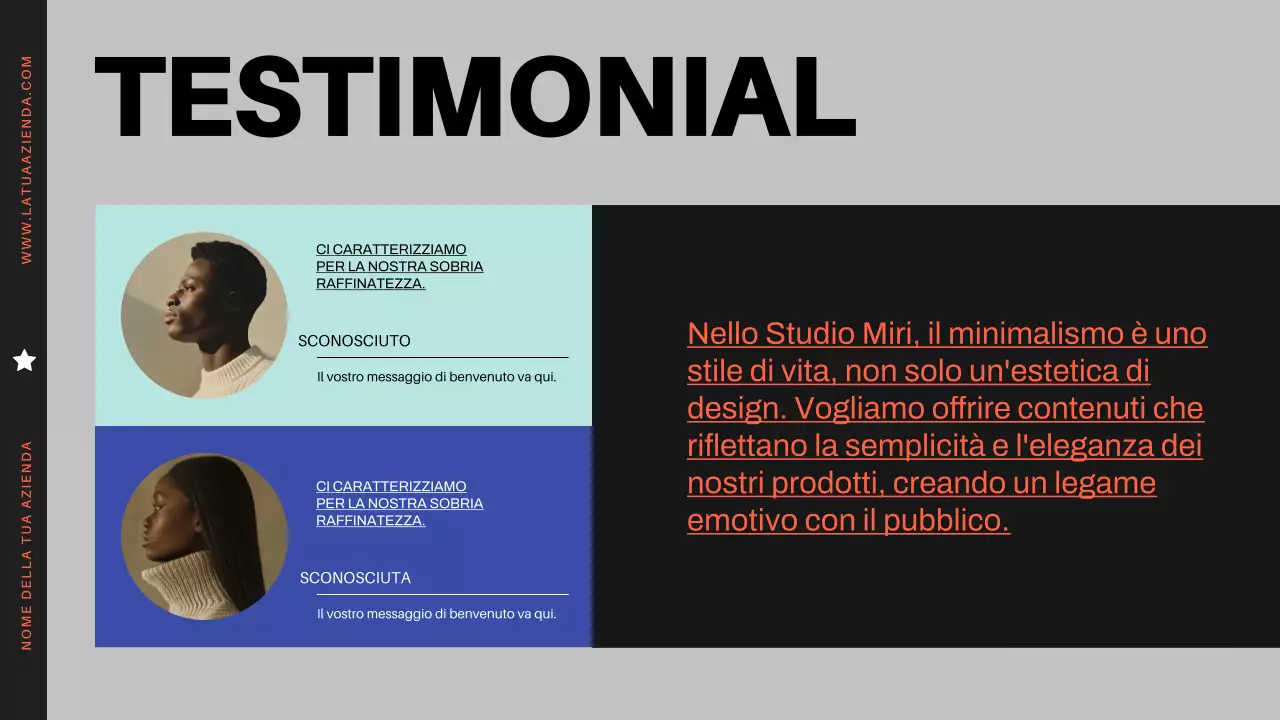 Profilo aziendale moderno minimale arancione e nero